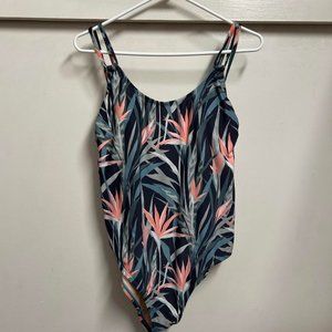 Kona Sol Swimsuit Womens Small Floral Green Pink One Piece Medium Coverage